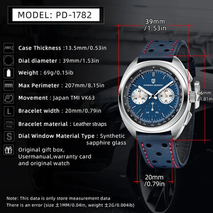 PAGANI DESIGN PD-1782 Quartz Chronograph – Sapphire, 10 Bar, Leather - Winter Seller Hub