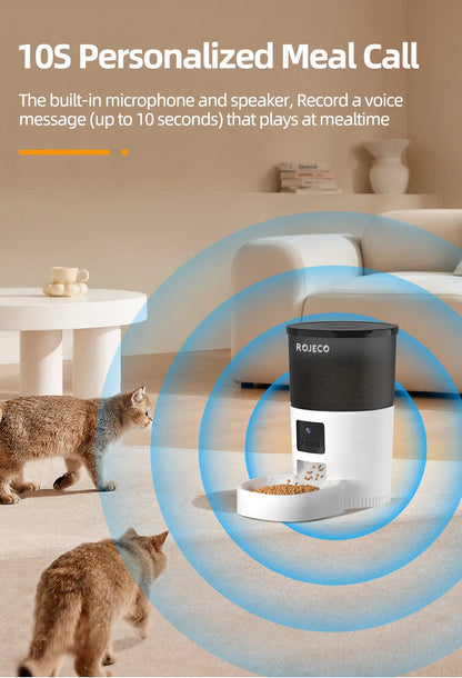 ROJECO Smart Cat Feeder – Rechargeable, 100–300g, EU Plug - Winter Seller Hub