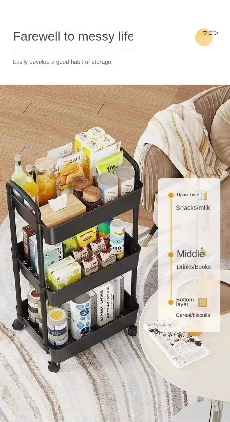 Multi-level Stroller Storage Rack for Kitchen Bedroom Bathroom Mobile Toilet Floor-to-ceiling Organizer with Snacks Holder Winter Seller Hub