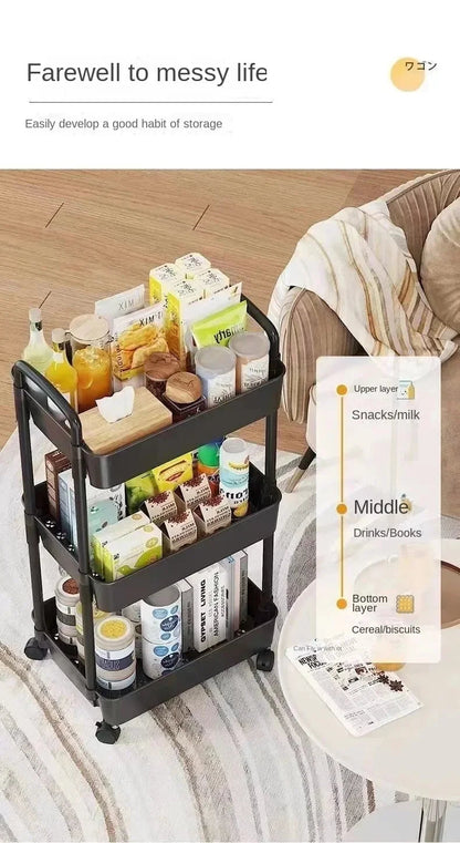 Multi-level Stroller Storage Rack for Kitchen Bedroom Bathroom Mobile Toilet Floor-to-ceiling Organizer with Snacks Holder Winter Seller Hub