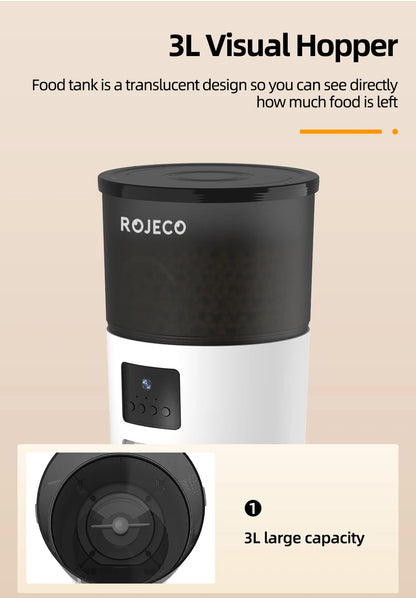 ROJECO Smart Cat Feeder – Rechargeable, 100–300g, EU Plug - Winter Seller Hub
