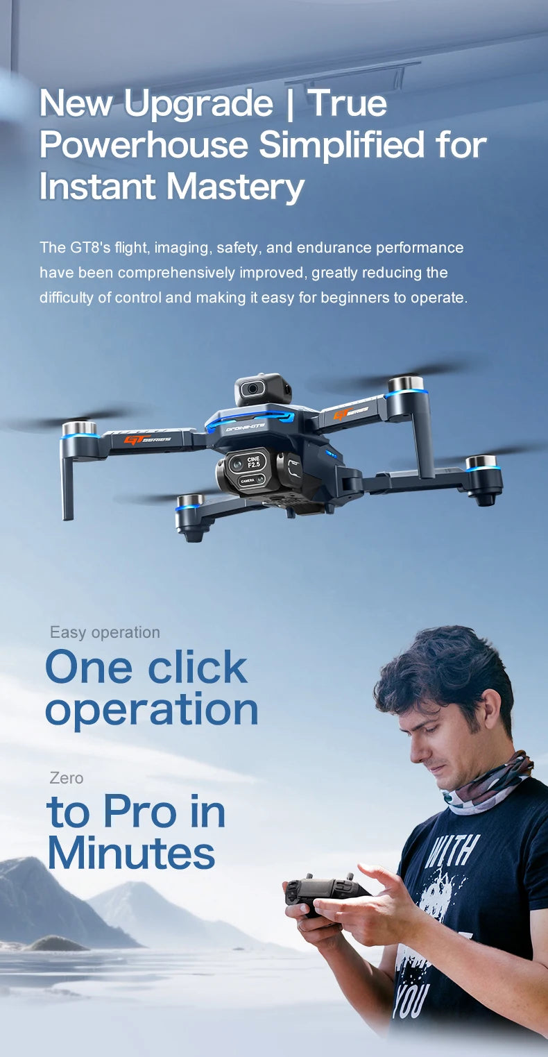 New GT8 Drone 8K Professional HD Dual Cameras Screen Remote 5G WIFI Brushless Motor Obstacle Avoidance Foldable Quadcopter Toys - Winter Seller Hub