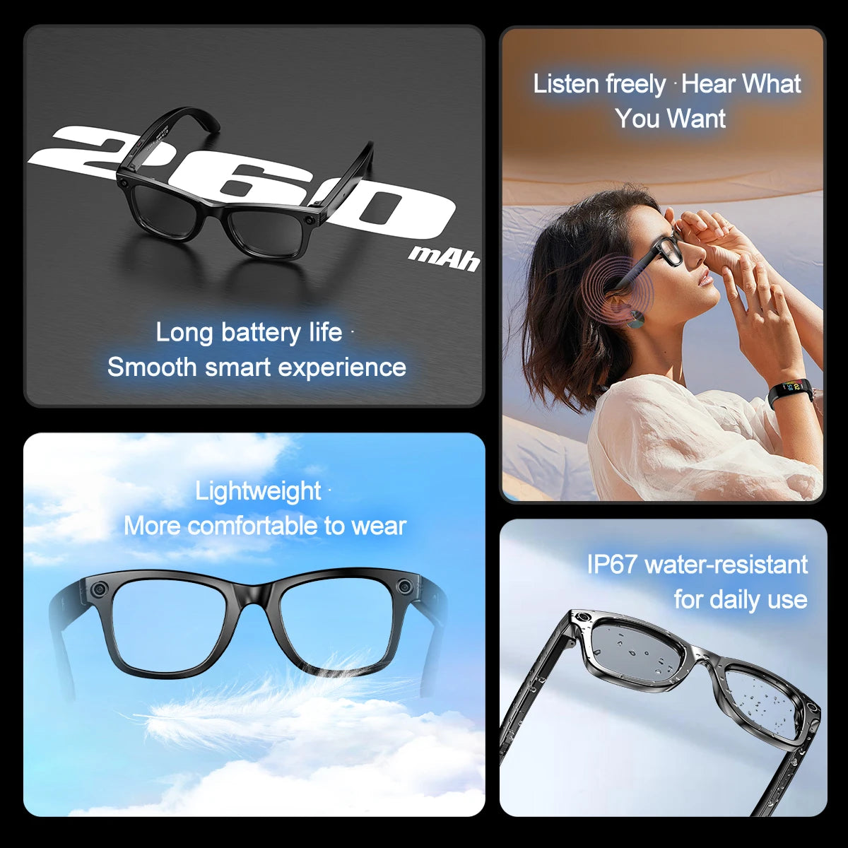 AI Smart Glasses with Camera | Bluetooth Music, Video & ChatGPT Voice Control
