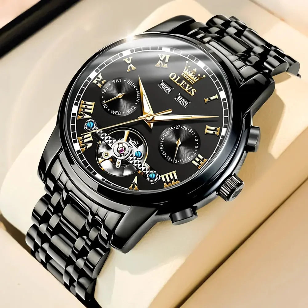 Men’s Automatic Mechanical Stainless Steel Skeleton Watch - Winter Seller Hub
