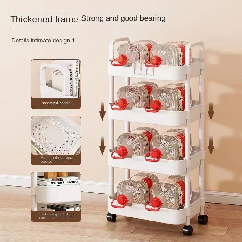 Multi-level Stroller Storage Rack for Kitchen Bedroom Bathroom Mobile Toilet Floor-to-ceiling Organizer with Snacks Holder Winter Seller Hub