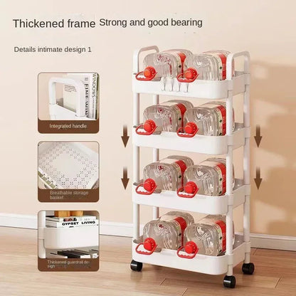 Multi-level Stroller Storage Rack for Kitchen Bedroom Bathroom Mobile Toilet Floor-to-ceiling Organizer with Snacks Holder Winter Seller Hub