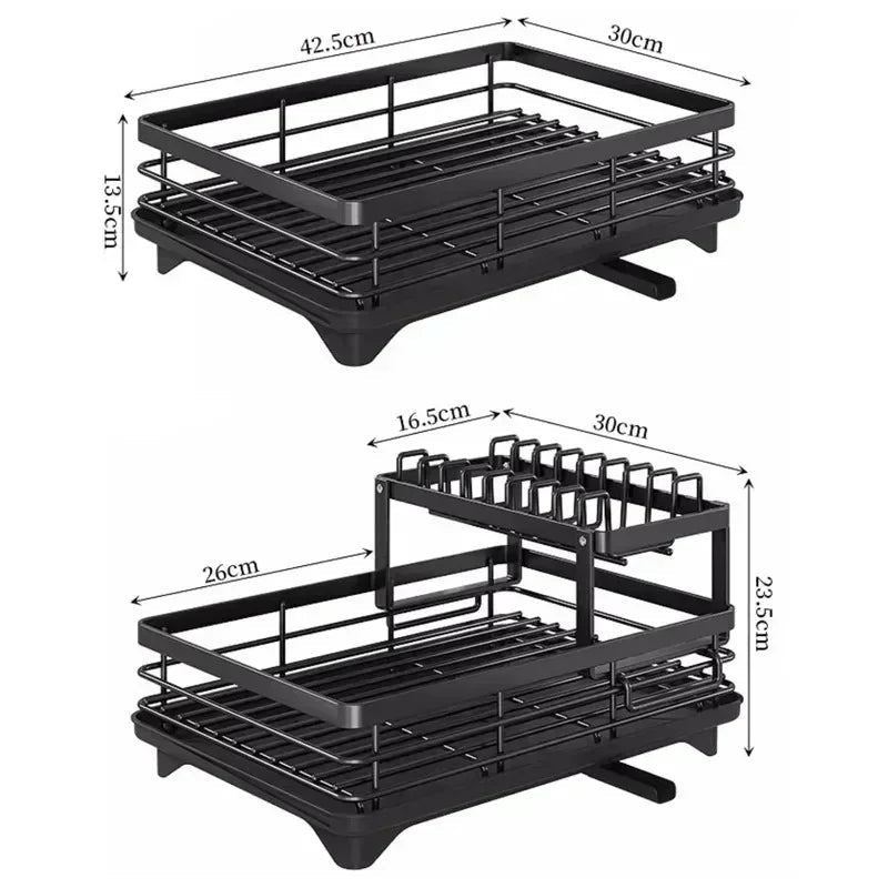 2-Tier Dish Drying Rack – Adjustable Bowl/Plate Organizer - Winter Seller Hub