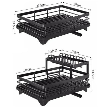 2-Tier Dish Drying Rack – Adjustable Bowl/Plate Organizer - Winter Seller Hub