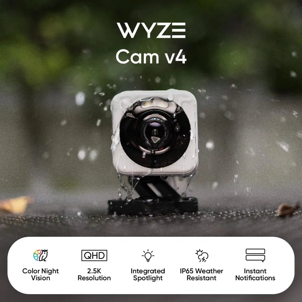 Wyze Cam v4, 2K Wi-Fi Smart Home Security Camera, Indoor/Outdoor Pet/Baby Monitor, Motion Activated Spotlight/Siren, 2-Way Audio - Winter Seller Hub