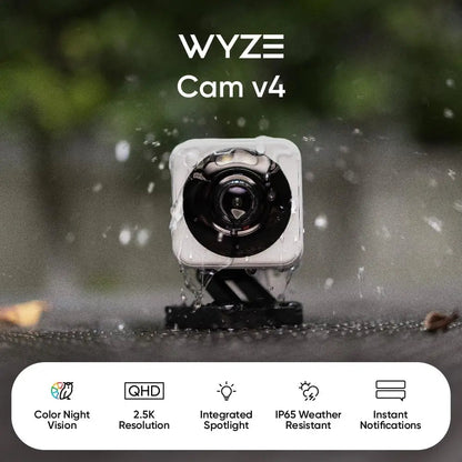 Wyze Cam v4, 2K Wi-Fi Smart Home Security Camera, Indoor/Outdoor Pet/Baby Monitor, Motion Activated Spotlight/Siren, 2-Way Audio - Winter Seller Hub
