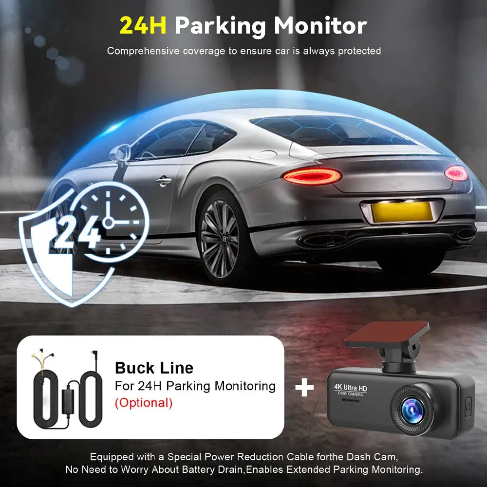 Soam 4K Ultra HD Dash Cam Car DVR Recorder Front and Rear Cam 170° wide Angle WIFI GPS Car Camera WDR Night Vision APP control - Winter Seller Hub