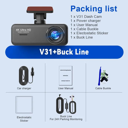 Soam 4K Ultra HD Dash Cam Car DVR Recorder Front and Rear Cam 170° wide Angle WIFI GPS Car Camera WDR Night Vision APP control - Winter Seller Hub