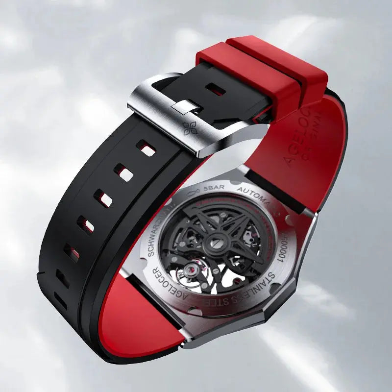 AGELOCER 6001A1-R Automatic Skeleton Watch – Sapphire, 5 Bar - Winter Seller Hub