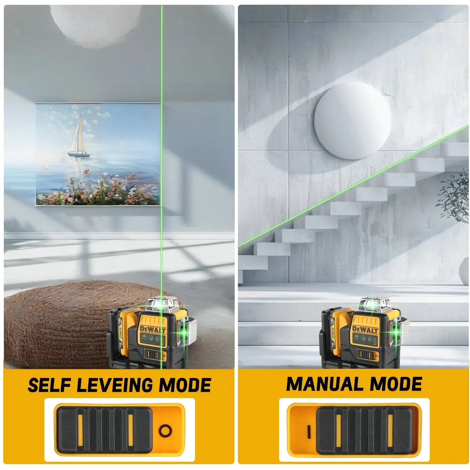 DEWALT DW089LG 12V MAX — 3×360° Self-Leveling Green Line Laser (IP65) - Winter Seller Hub