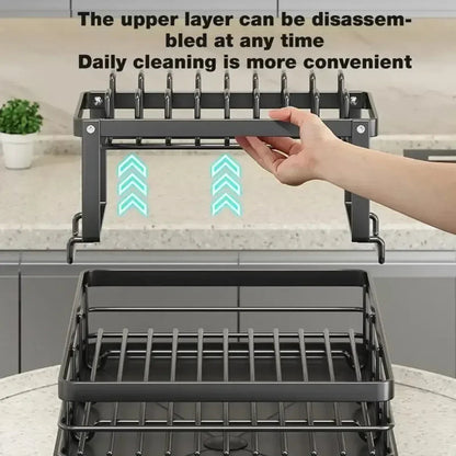 2-Tier Dish Drying Rack – Adjustable Bowl/Plate Organizer - Winter Seller Hub