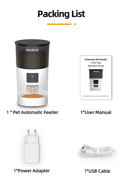 ROJECO Smart Cat Feeder – Rechargeable, 100–300g, EU Plug - Winter Seller Hub