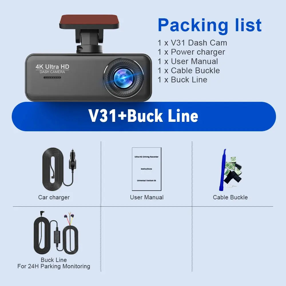 Soam 4K Ultra HD Dash Cam Car DVR Recorder Front and Rear Cam 170° wide Angle WIFI GPS Car Camera WDR Night Vision APP control - Winter Seller Hub