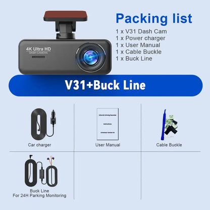 Soam 4K Ultra HD Dash Cam Car DVR Recorder Front and Rear Cam 170° wide Angle WIFI GPS Car Camera WDR Night Vision APP control - Winter Seller Hub