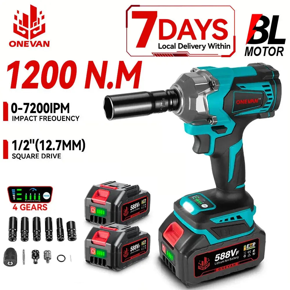 ONEVAN 18V Brushless Electric Wrench – Rechargeable, High Torque - Winter Seller Hub