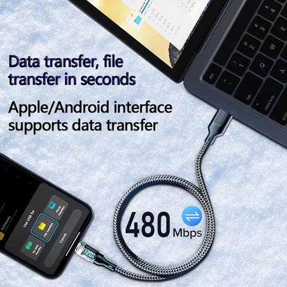 120W USB to Type C Cable Phone Super Fast Charging Cable With LED Display 100W Type-C To Type-C Data Cord For Huawei Oppo Vivo - Winter Seller Hub