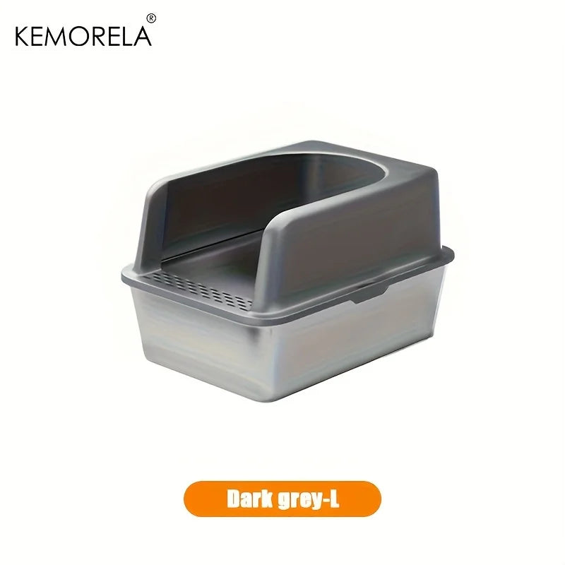 Stainless Steel Semi-Closed Cat Litter Box – Hygienic, Odor-Resistant (YS-9948) - Winter Seller Hub