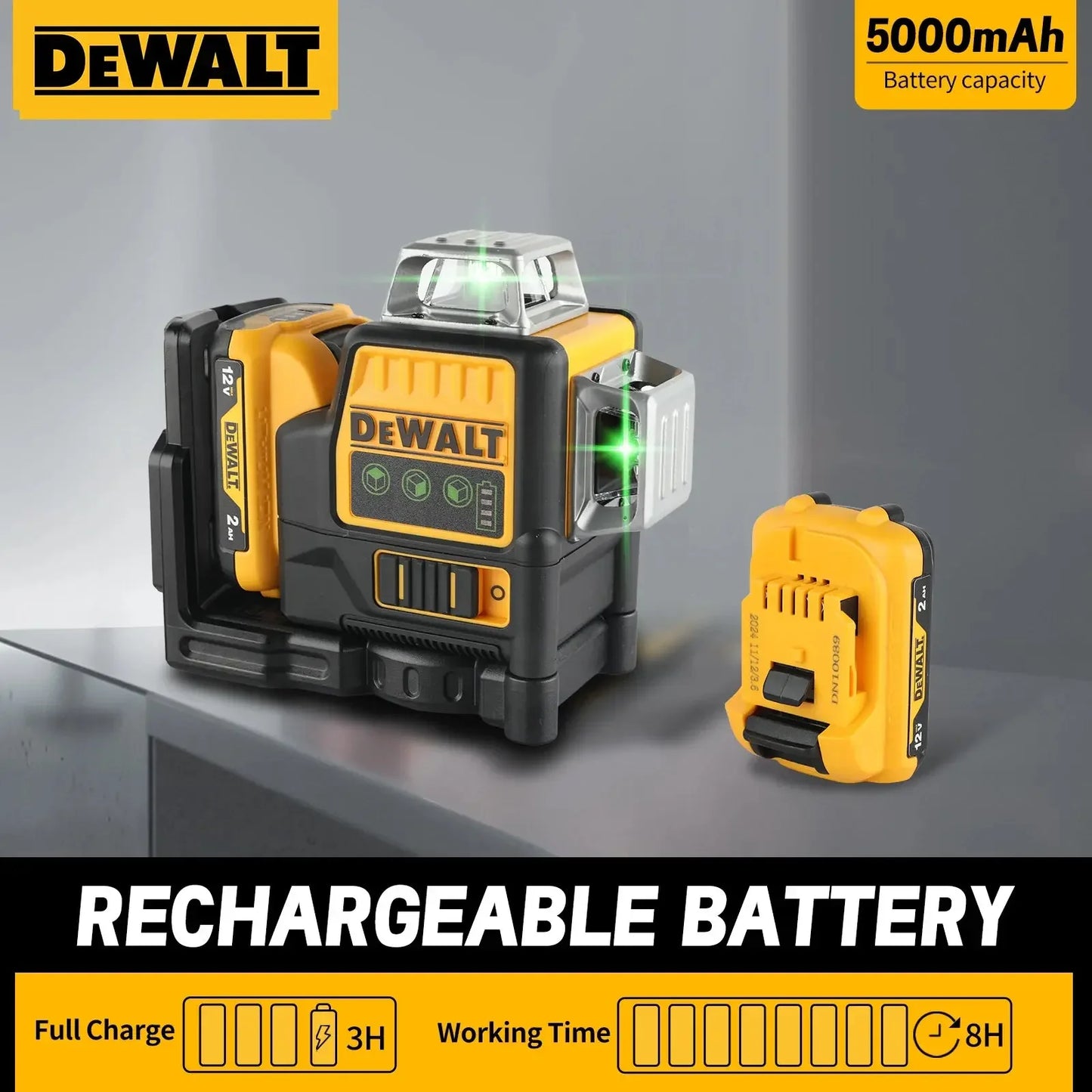 DEWALT DW089LG 12V MAX — 3×360° Self-Leveling Green Line Laser (IP65) - Winter Seller Hub