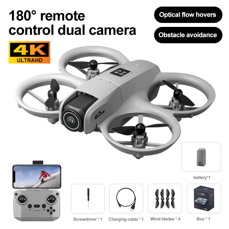 Gt3 Mini Drone 8k Camera 180° ESC Optical Flow Positioning WIFI Aerial Photography Remote Control Aircraft G-safe Drone Toy Gift - Winter Seller Hub