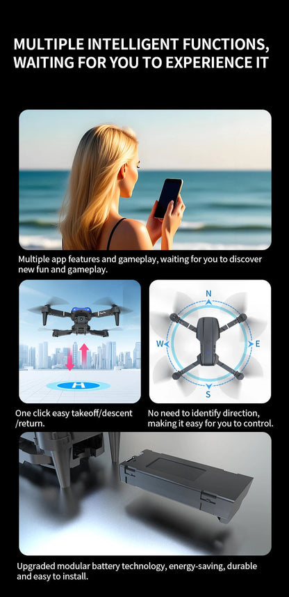 E99 Pro Drone with 8K HD Camera Remote Control Quadcopter Four Axis Aircraft Altitude Hold GPS Flying Toy for Aerial Photography - Winter Seller Hub