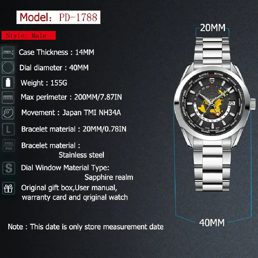PD1788 Quartz Wristwatch – Stainless Steel Case & Bracelet, Water-Resistant, Fashionable Casual Watch - Winter Seller Hub