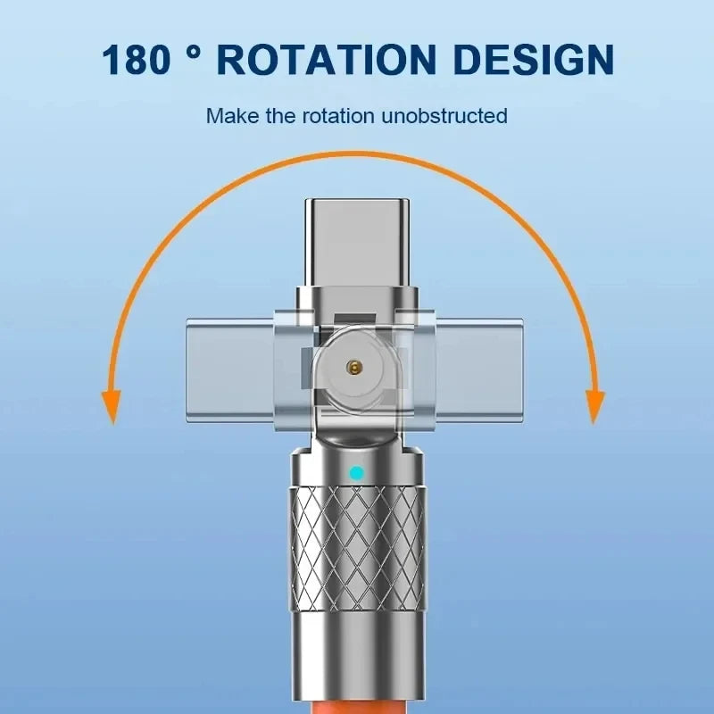 120W 7A Fast Charge USB Type C Cable 180 Degree Rotation Elbow Cable for Game for Xiaomi Redmi Honor Phone Charger USB C Cable - Winter Seller Hub