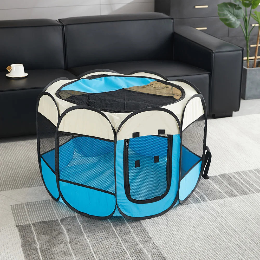 Foldable Pet Playpen – Octagonal Oxford Tent for Cats & Small Dogs - Winter Seller Hub