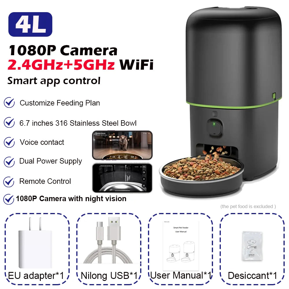 Automatic Cat Feeder with Camera – 2.4G/5G Wi-Fi, Tuya App - Winter Seller Hub