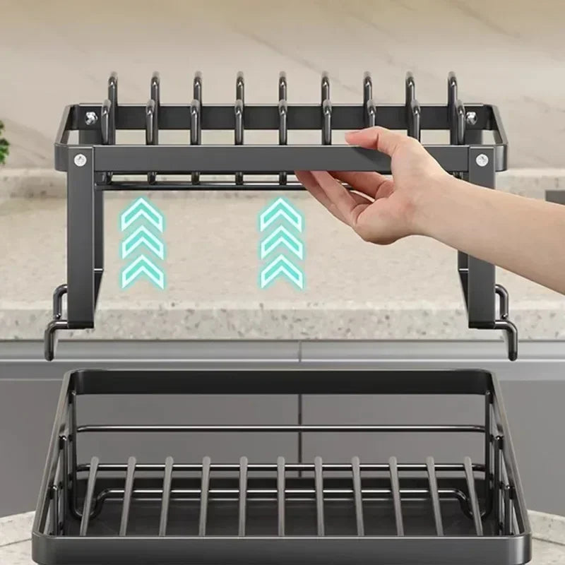 2-Tier Dish Drying Rack – Adjustable Bowl/Plate Organizer - Winter Seller Hub
