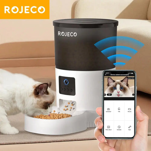 ROJECO Smart Cat Feeder – Rechargeable, 100–300g, EU Plug - Winter Seller Hub