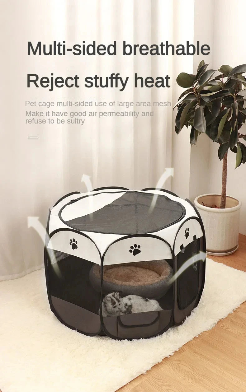 Foldable Pet Playpen – Octagonal Oxford Tent for Cats & Small Dogs - Winter Seller Hub