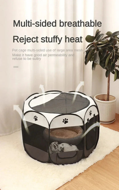 Foldable Pet Playpen – Octagonal Oxford Tent for Cats & Small Dogs - Winter Seller Hub