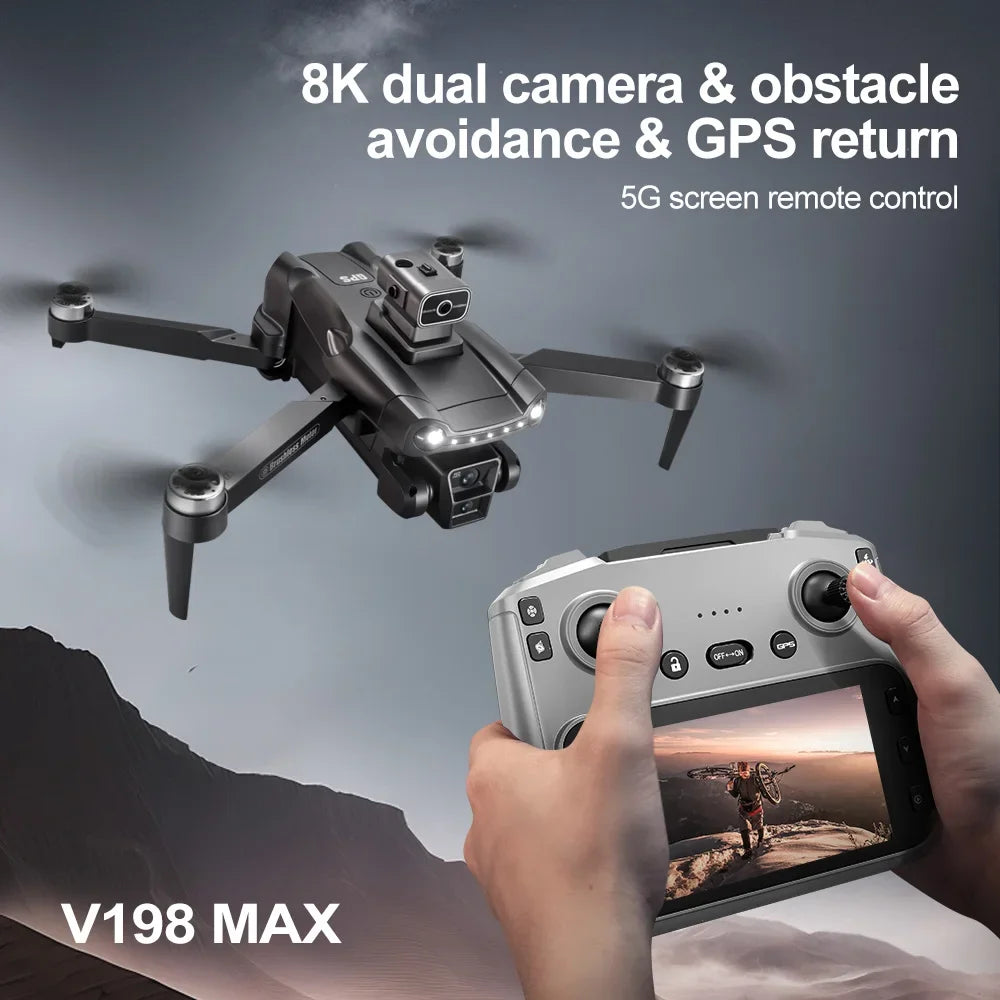 New For Xiaomi V198 GPS MAX Drone with 8k professional HD camera 5G WiFi Brushless laser barrier avoidance Folding quadcopter - Winter Seller Hub