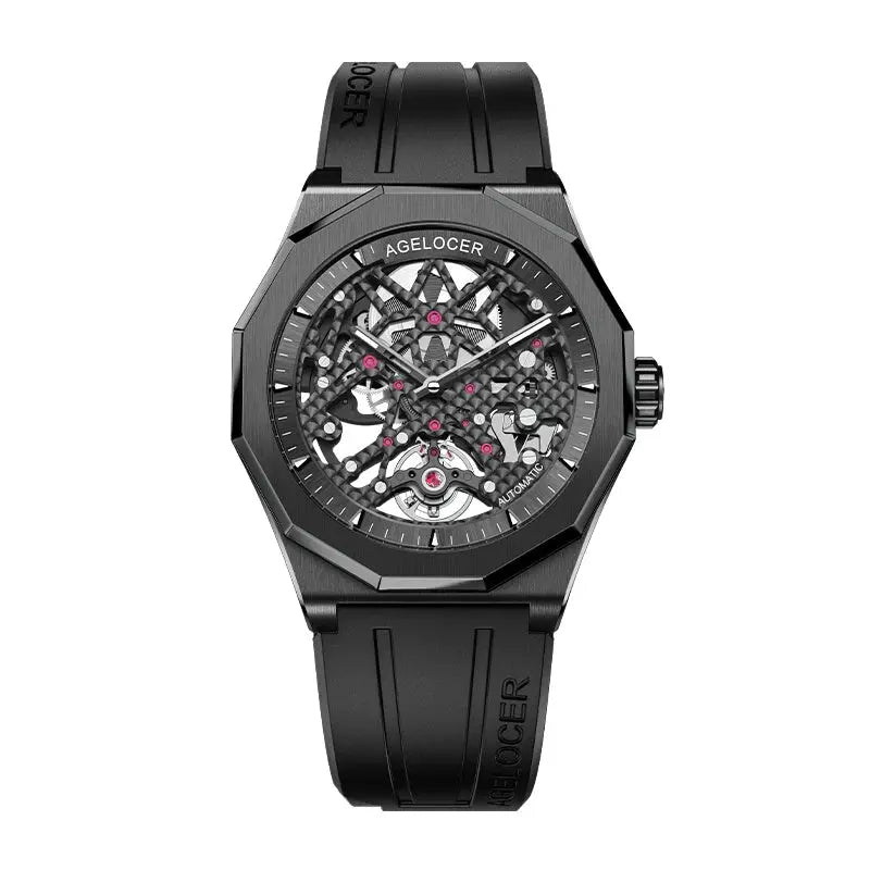 AGELOCER 6001A1-R Automatic Skeleton Watch – Sapphire, 5 Bar - Winter Seller Hub
