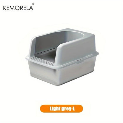 Stainless Steel Semi-Closed Cat Litter Box – Hygienic, Odor-Resistant (YS-9948) - Winter Seller Hub