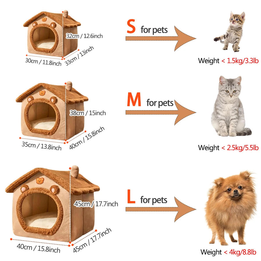Foldable Pet House – Removable, Washable Bed for Cats & Puppies - Winter Seller Hub