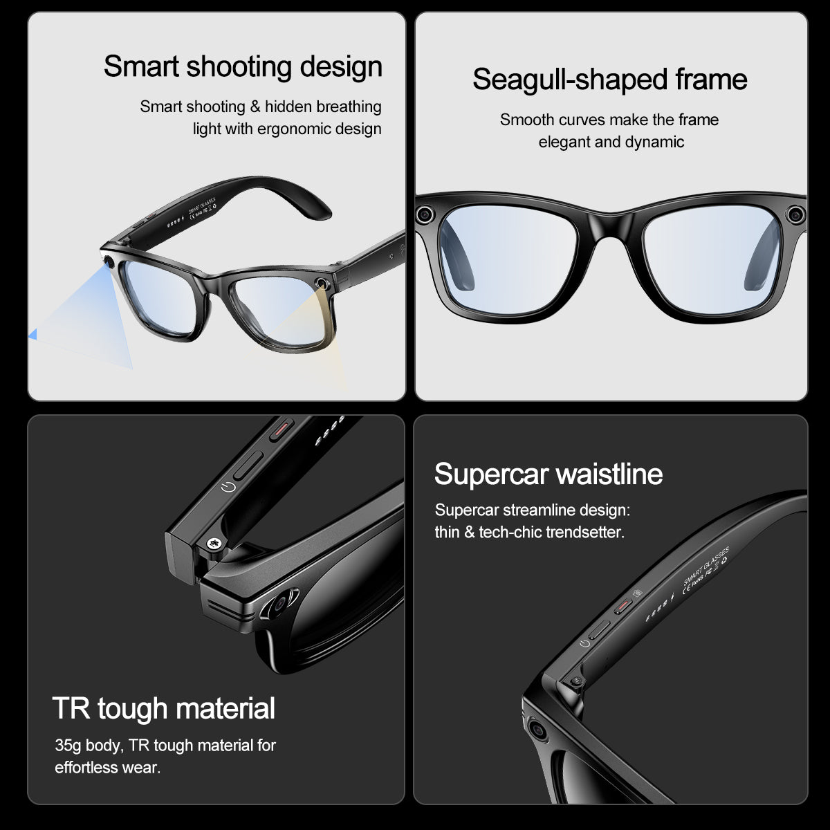 AI Smart Glasses with Camera | Bluetooth Music, Video & ChatGPT Voice Control