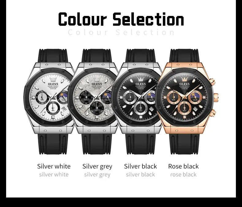 OLEVS 9911 Quartz Watch – Silicone Band, Luminous, 3 Bar - Winter Seller Hub