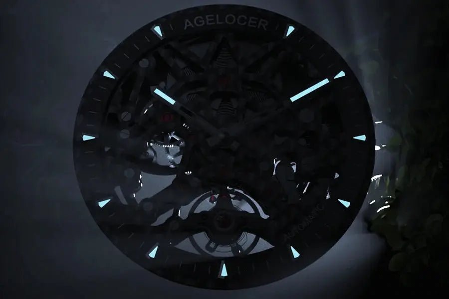 AGELOCER 6001A1-R Automatic Skeleton Watch – Sapphire, 5 Bar - Winter Seller Hub