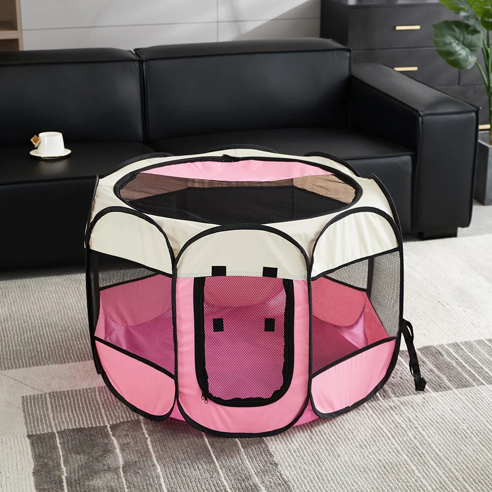 Foldable Pet Playpen – Octagonal Oxford Tent for Cats & Small Dogs - Winter Seller Hub