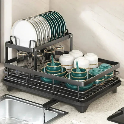 2-Tier Dish Drying Rack – Adjustable Bowl/Plate Organizer - Winter Seller Hub