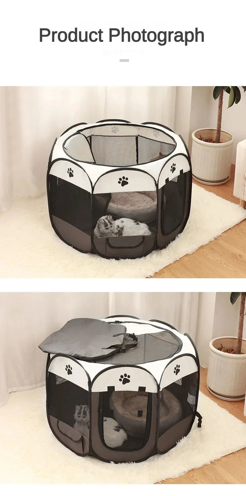 Foldable Pet Playpen – Octagonal Oxford Tent for Cats & Small Dogs - Winter Seller Hub