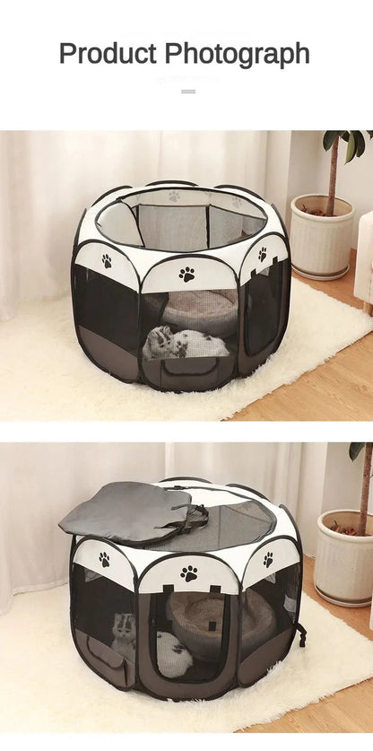 Foldable Pet Playpen – Octagonal Oxford Tent for Cats & Small Dogs - Winter Seller Hub