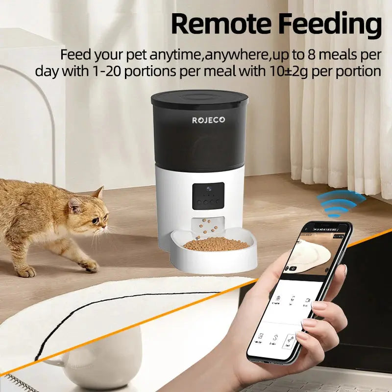 ROJECO Smart Cat Feeder – Rechargeable, 100–300g, EU Plug - Winter Seller Hub