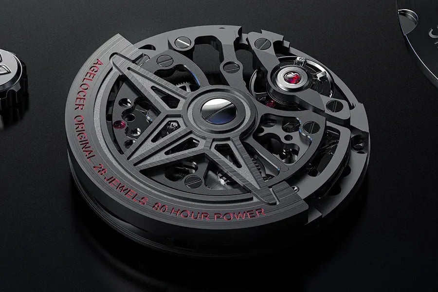 AGELOCER 6001A1-R Automatic Skeleton Watch – Sapphire, 5 Bar - Winter Seller Hub