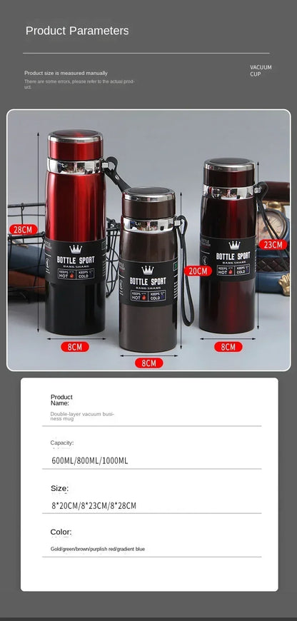 1L Insulated Stainless Steel Water Bottle – Vacuum, Hot/Cold, Leakproof - Winter Seller Hub
